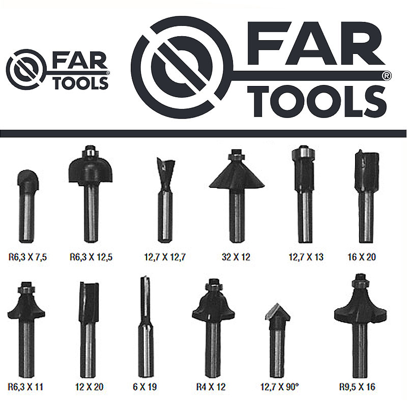 Set 12 freze 8mm, FarTools