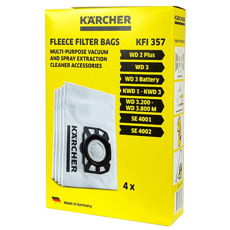 Set 4 saci filtranti din fleece Karcher pentru WD2Plus, WD3, SE4001, SE4002, KWD