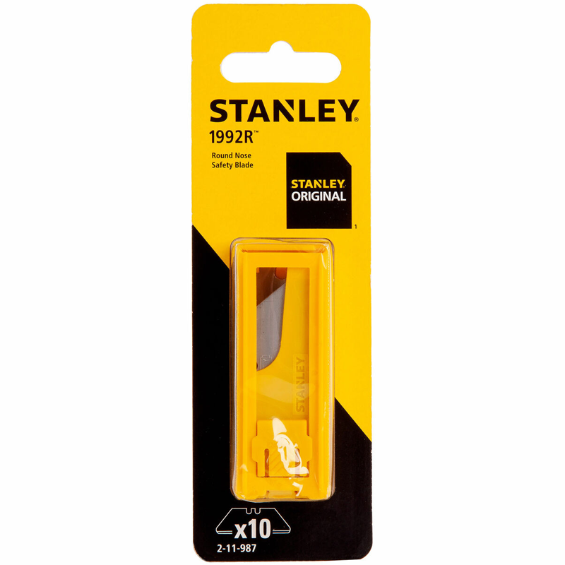 Set 10 lame trapezoidale Stanley 2-11-987, 62 mm, model 1992R, cu colturi rotunjite, dispenser