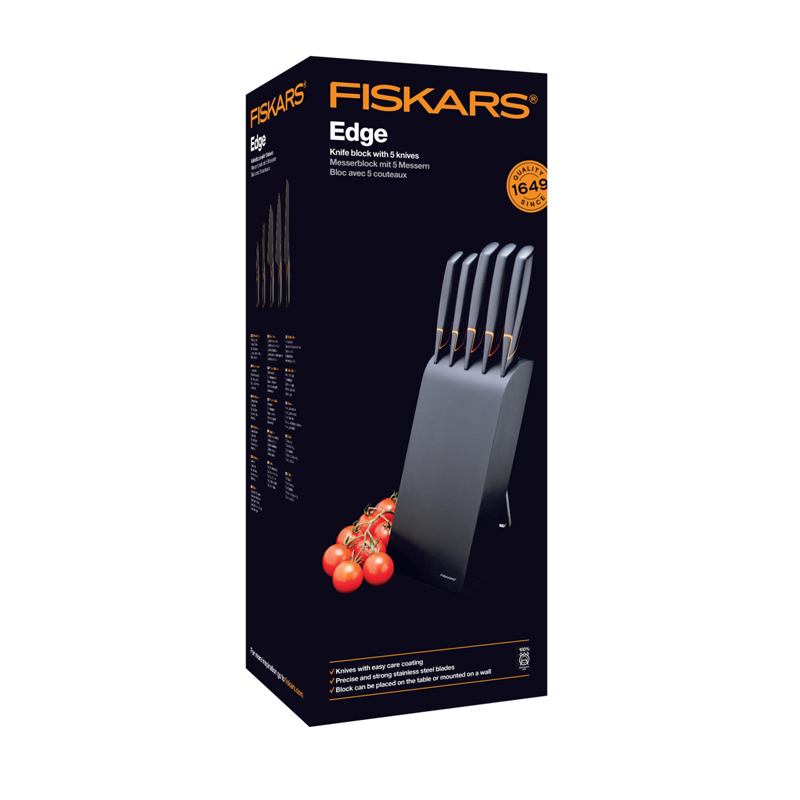 Set suport cu 5 cutite, Fiskars, Edge, lame inoxidabile