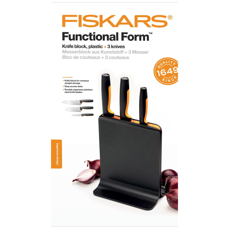 Set suport cu 3 cutite, Fiskars, FunctionalForm, lame inoxidabile