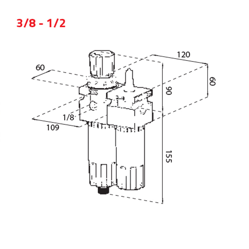 Grup de filtrare-ungere-reglare presiune, 1/2