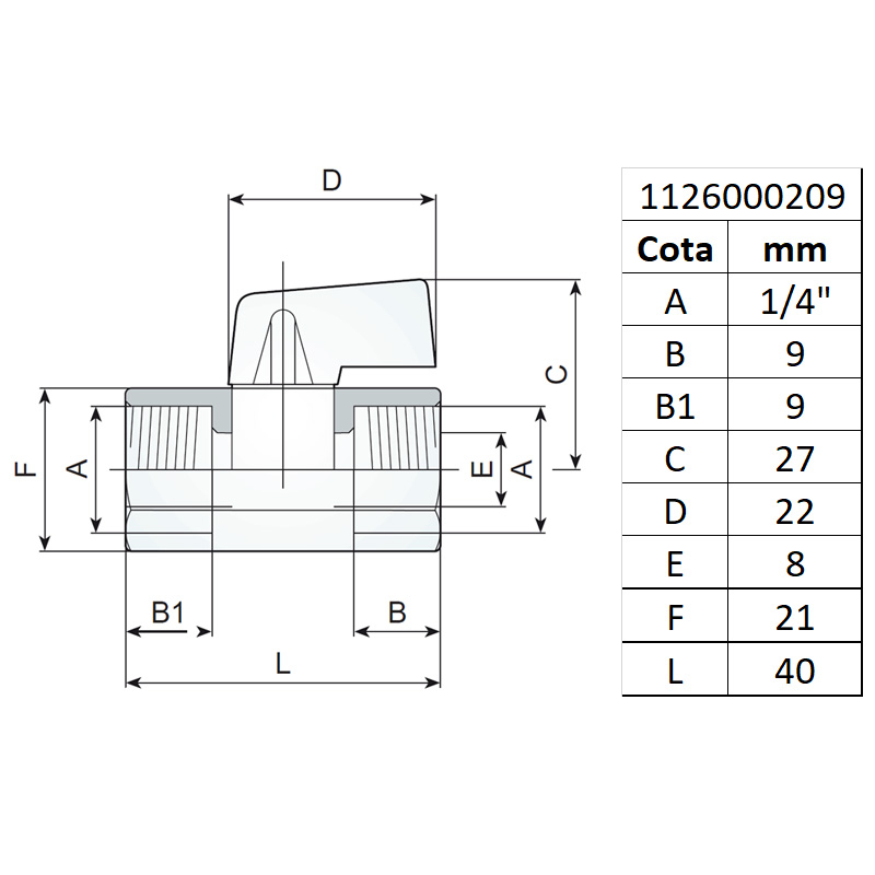 Robinet de linie, filet interior 1/8