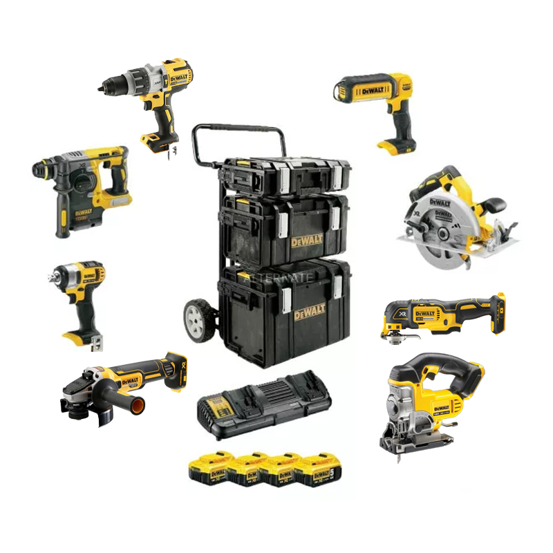 Set 8 scule 18V DeWalt: DCD996, DCF880, DCH273, DCG405, DCS355, DCS367, DCS570, DCL050, DCB132, DCB184x4, DS150, DS300, DS400, Carucior ToughSystem