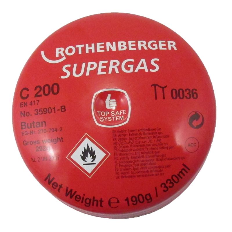 Butelie gaz C200, 330 ml, cu valva tip membrana, Rothenberger