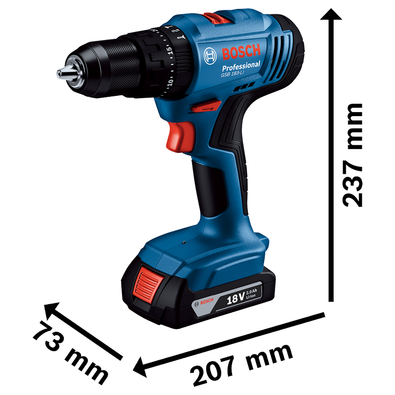 Masina de gaurit/insurubat cu percutie 18V, 56 Nm, 2x2.0Ah, tip GSB 183-LI