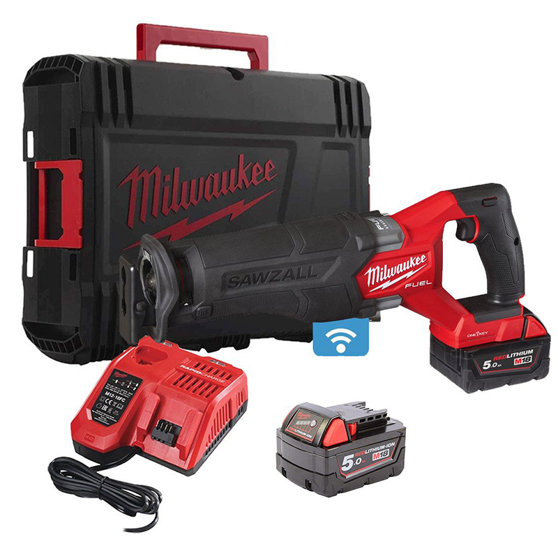 Fierastrau alternativ (sabie) cu 2 acumulatori 18V 5Ah + Accesorii, Milwaukee SAWZALL™ M18 FUEL™, tip M18FSZ100P-502P