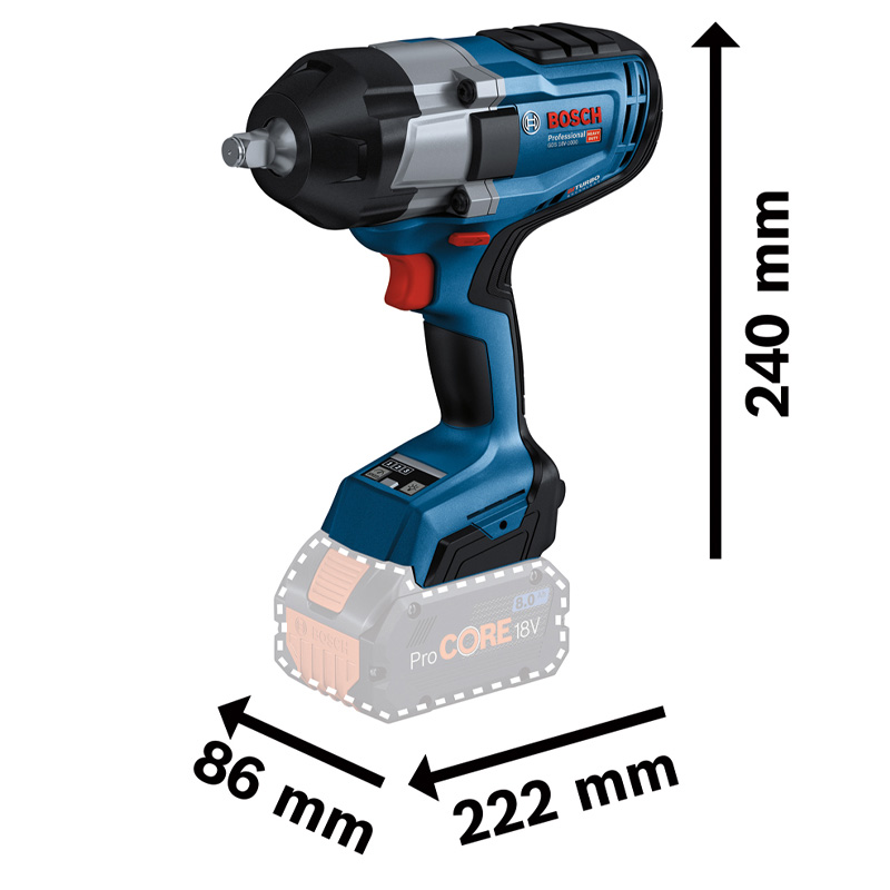 Masina de gaurit/insurubat cu acumulatori 18V 2 x 5.0 Ah Li-Ion si percutie, 1000 Nm, BOSCH tip GDS 18V-1000