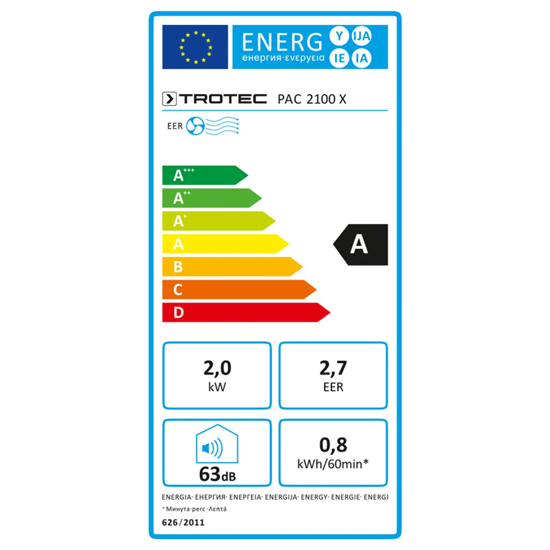 Aparat de aer conditionat portabil Trotec, tip PAC2100X, 2 kW, 319 m³/h