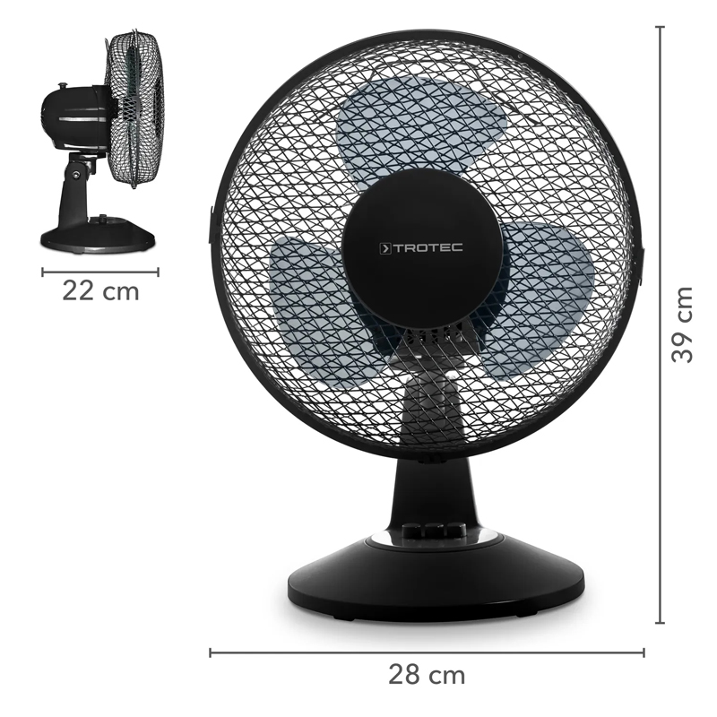 Ventilator de masa Trotec, tip TVE11, negru, 25 W, 23 cm, 2 viteze