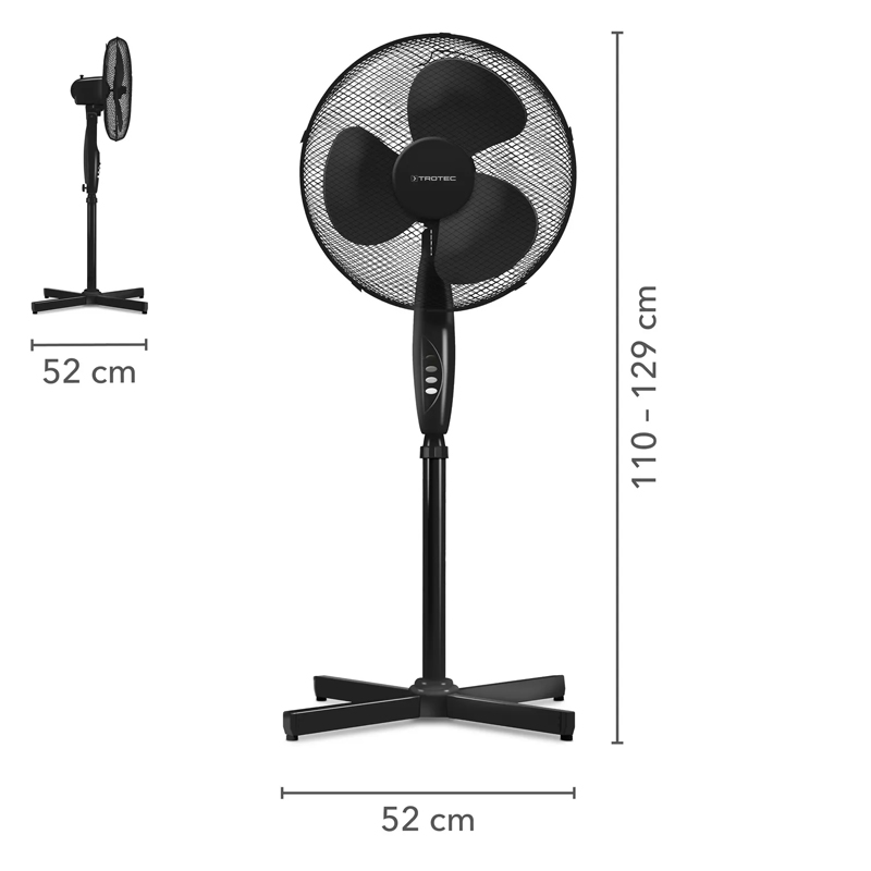 Ventilator pe picior Trotec, tip TVE18S, negru, 50 W, 40 cm, 3 viteze