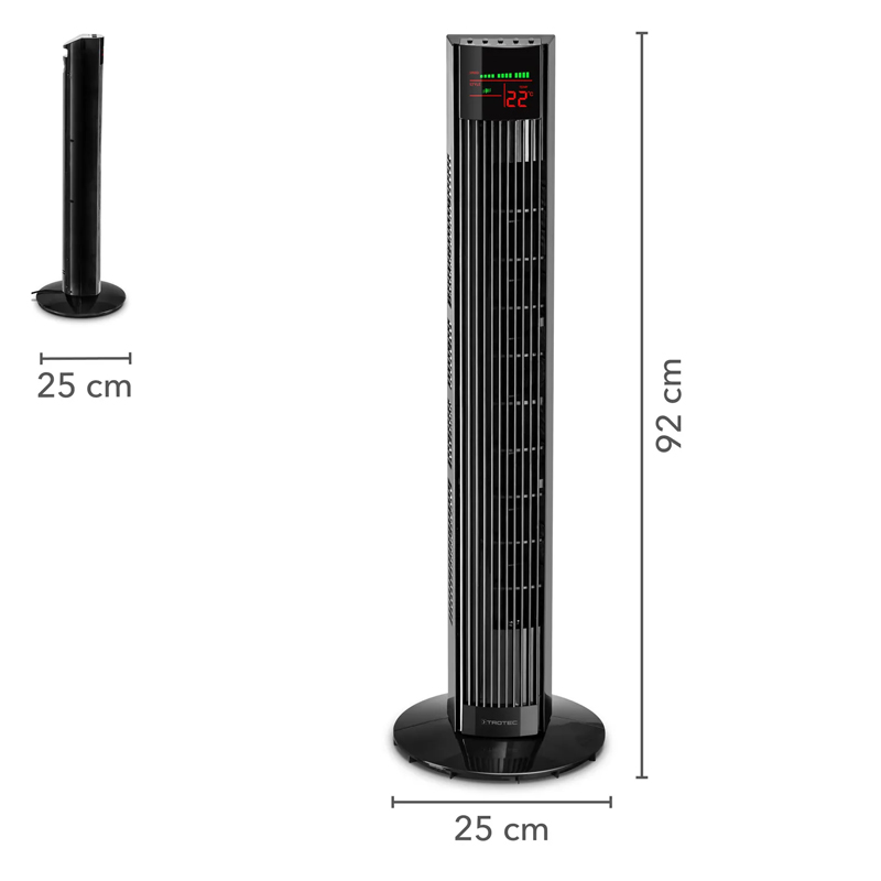 Ventilator tip turn Trotec, tip TVE31T, negru, 45 W, 3 viteze