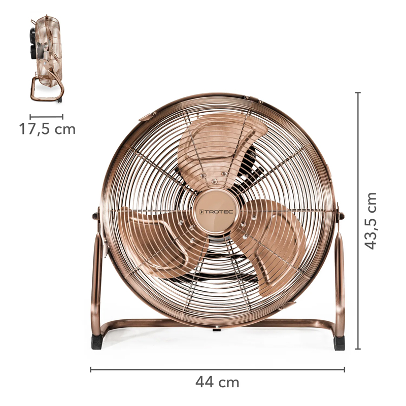 Ventilator de podea Trotec, tip TVM13 cupru, 44 W, 35 cm, 3 viteze