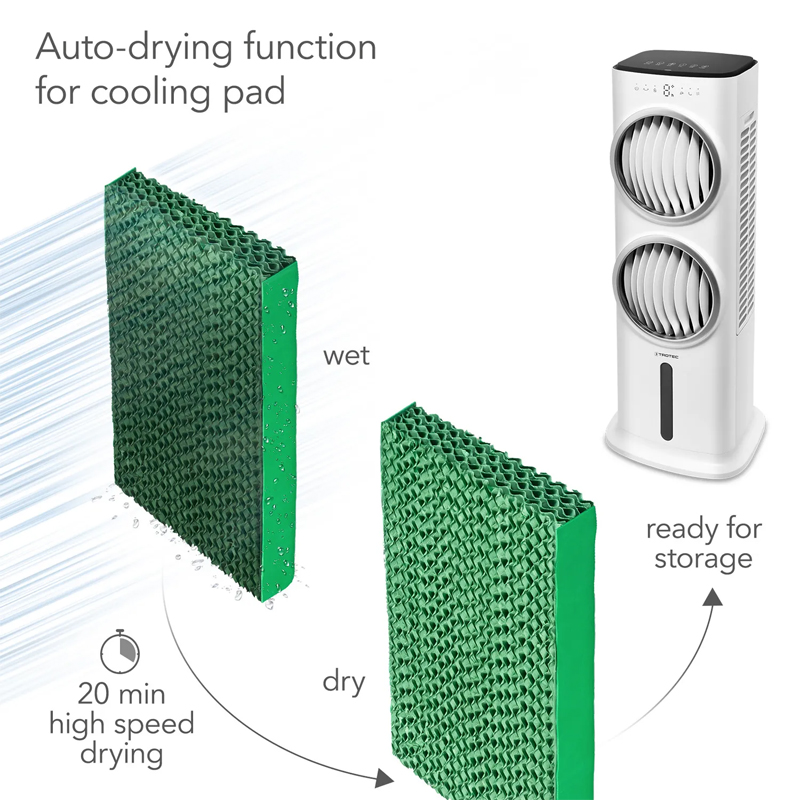 Aircooler - Racitor de aer portabil, umidificator, Trotec, tip PAE45, alb, 90 W, 1700m³/h, 5 viteze