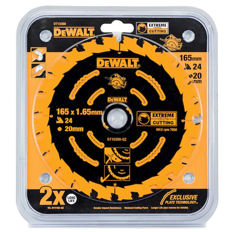 Disc (panza) pentru ferastrau circular, 165x20x1.65 mm, 24 dinti (taiere fina), pentru lemn, tip Dewalt EXTREME