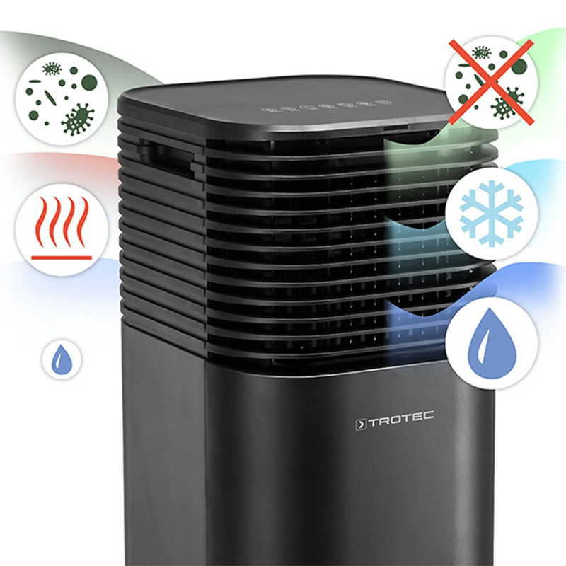 Aircooler - Racitor de aer portabil, umidificator, Trotec, tip PAE50, negru, 145 W, 750m³/h, 4 viteze