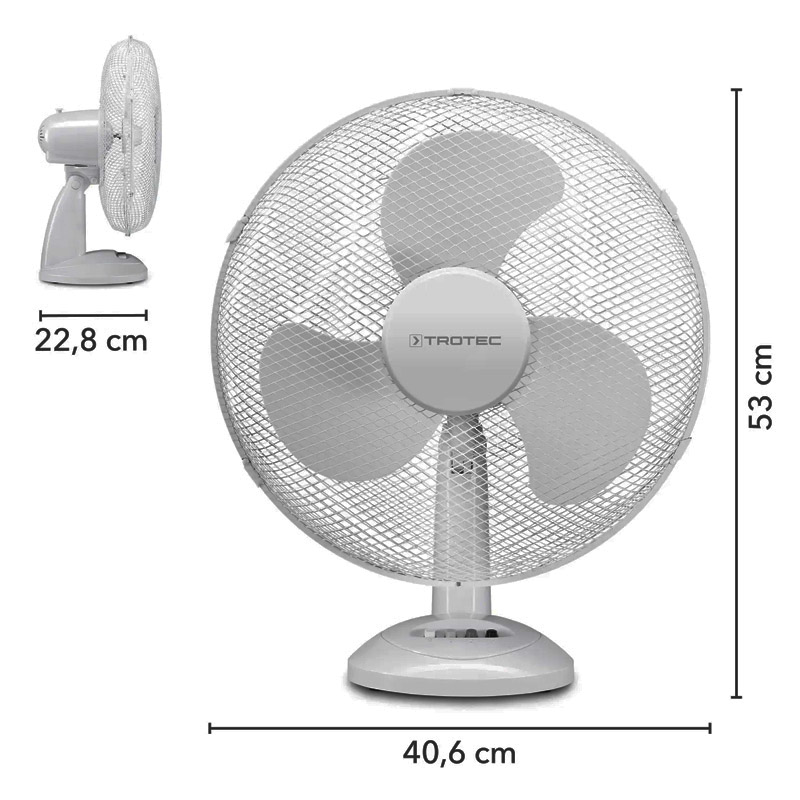 Ventilator de masa Trotec, tip TVE14, alb, 50 W, 40 cm, 3 viteze