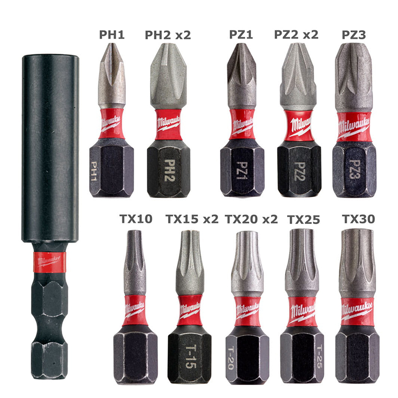 Set 15 biti Shockwave, tip Impact Duty, Milwaukee