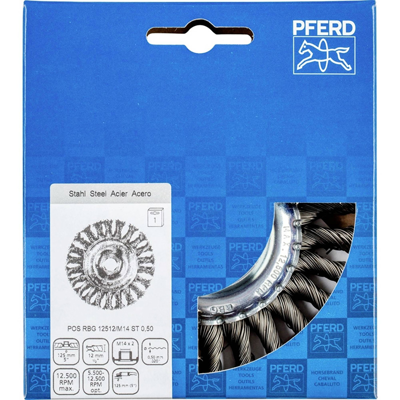 Perie sarma disc otel rasucit 125 mm, filet M14, PFERD