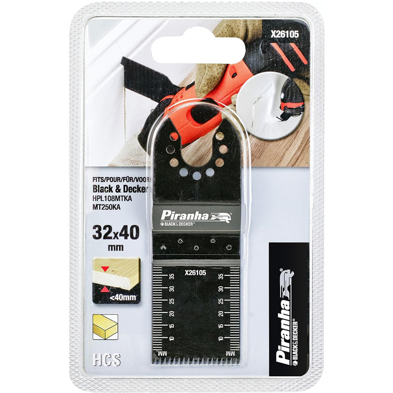 Lama (panza) pentru masini multifunctionale (fierastraie electrice), taiere in profunzime cu multifunctionala oscilanta, 15 dinti/inch, 32x40 mm, tip Black&Decker X26105-XJ