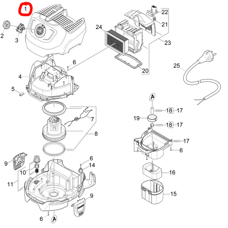 Carcasa Karcher, compatibila cu aspiratoare WD4