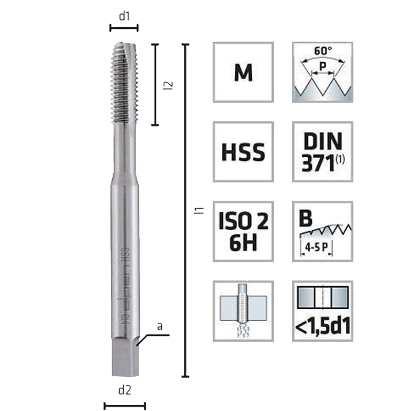 Tarod cu o trecere, lung, pentru filet metric M6, pas 1.0 mm, Alpen