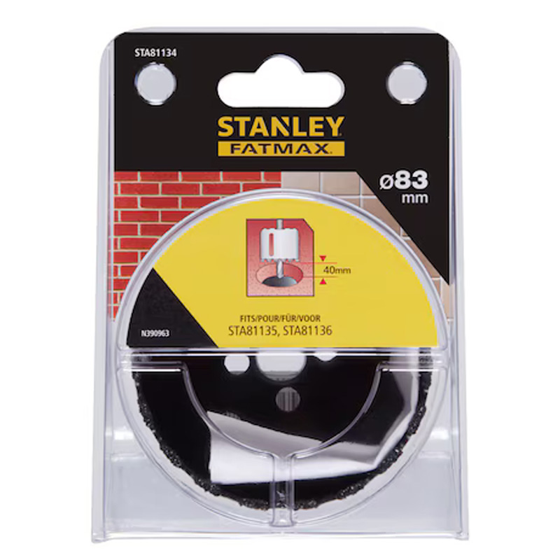 Carota Stanley FatMax placata cu carbura, pentru gaurire in zidarie/beton usor/fibra de sticla/BCA, 83x40mm