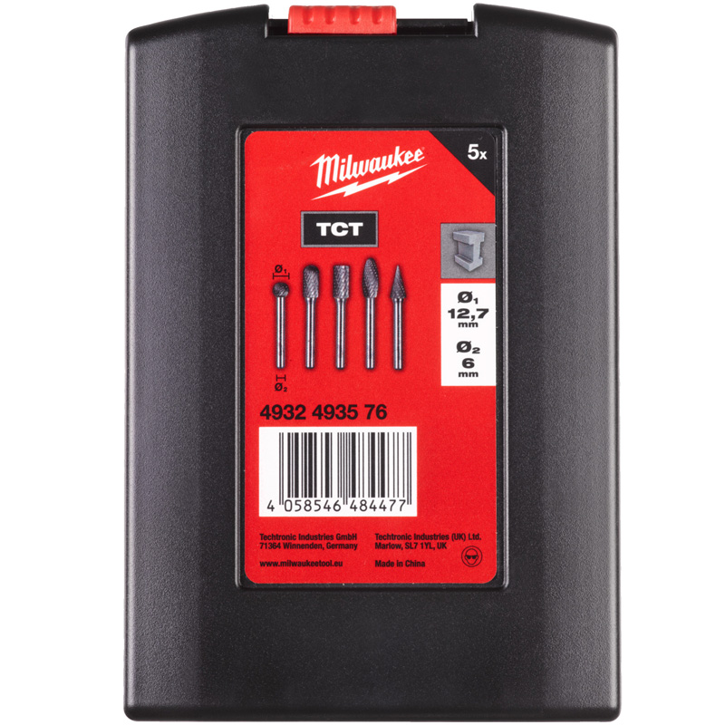 Set 5 freze carbura pentru metale 6 x 12.7 mm, Milwaukee