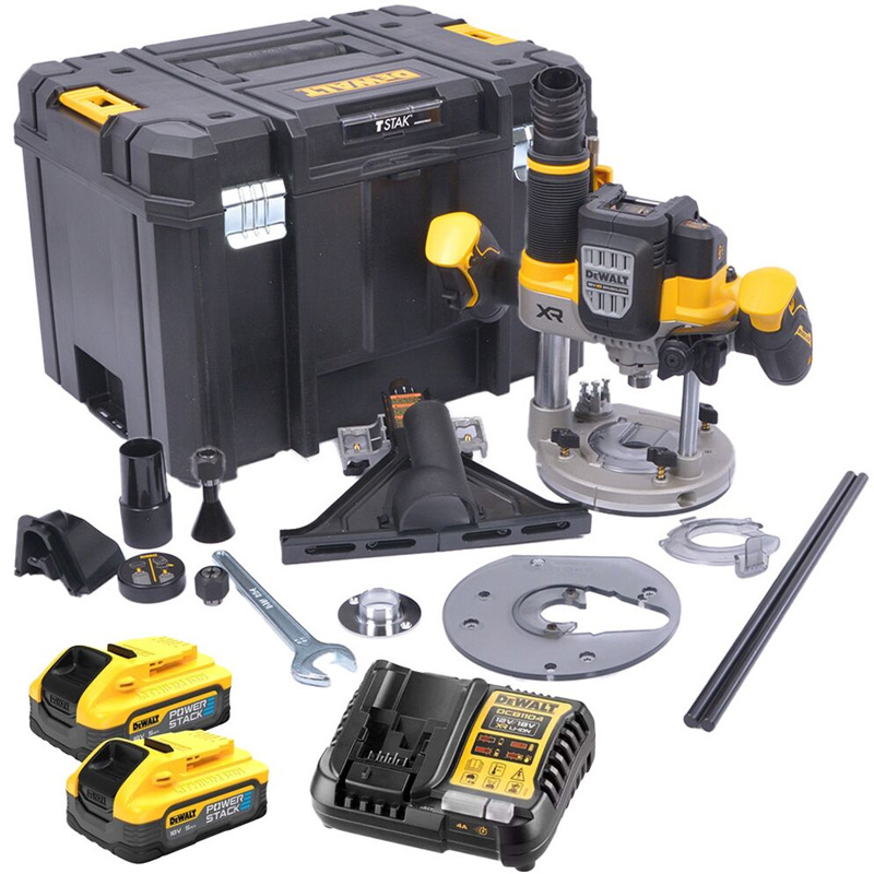 Masina de frezat verticala DeWalt, 18V, 2x5Ah PowerStack, in TSTAK, DCW620NT-XJ