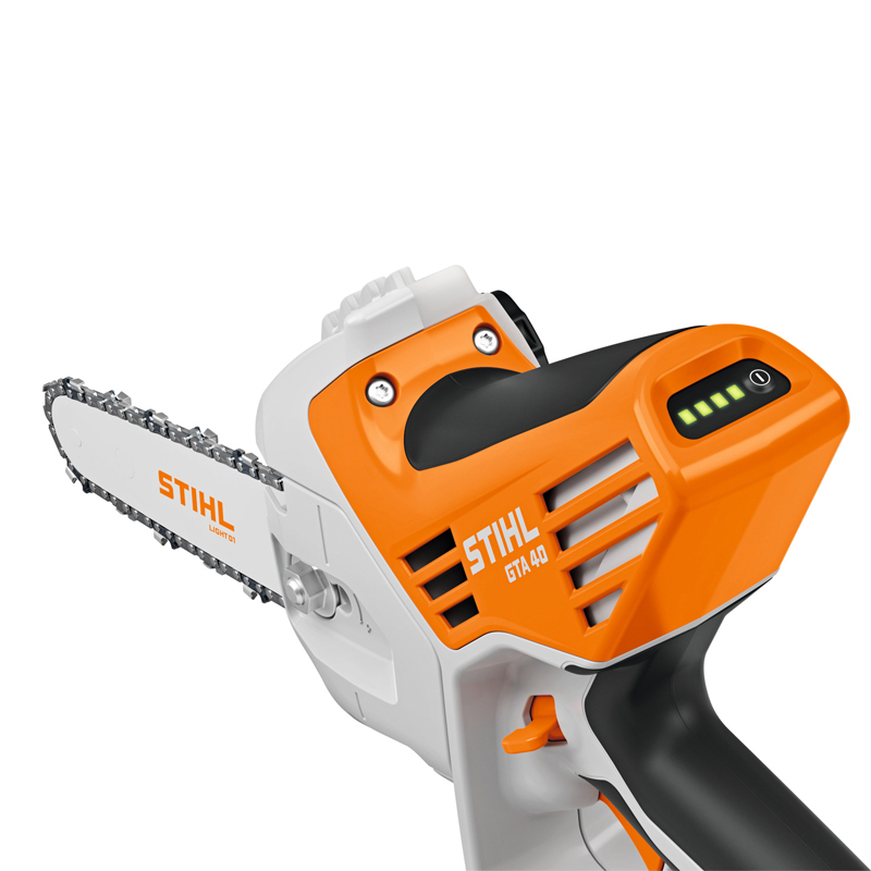 Electroferastrau cu lant, cu acumulatori, Stihl, tip GTA40 Set (cu 2 acumulatori, incarcator si geanta transport), sistem AS