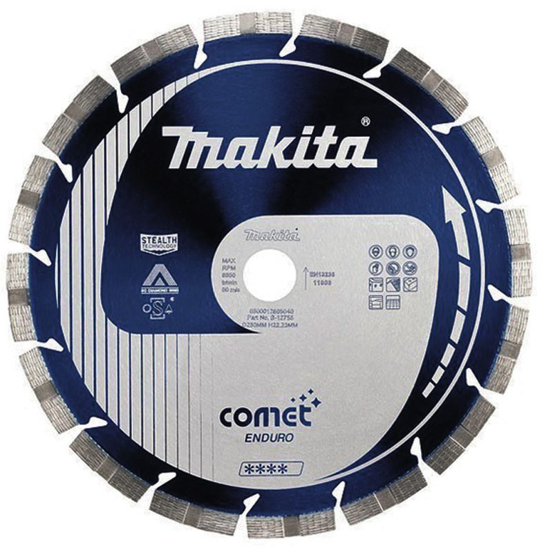 Disc diamantat pentru taiere umeda/uscata in beton dur, granit si marmura, segmentat, 230x22.23 mm, Makita COMET