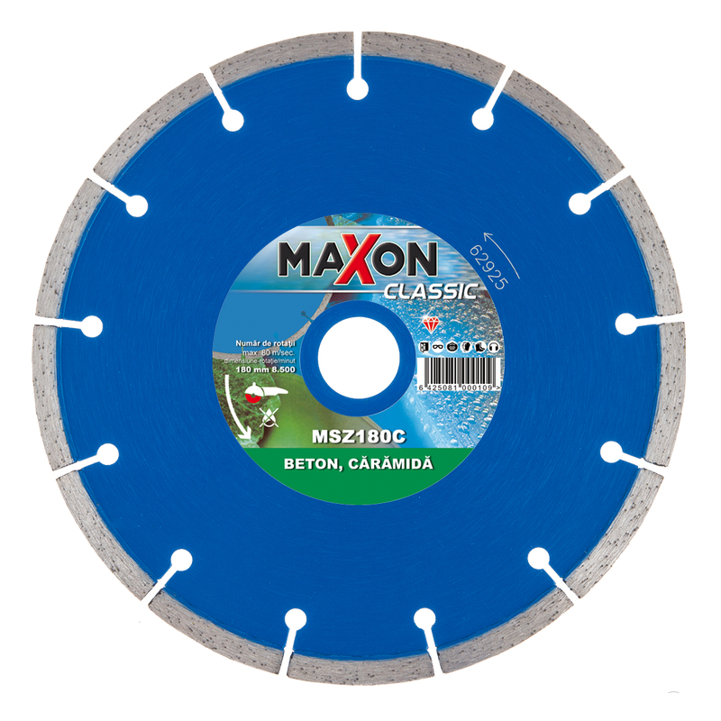 Disc diamantat MAXON segmentat pentru beton, caramida, 180x22.2 mm