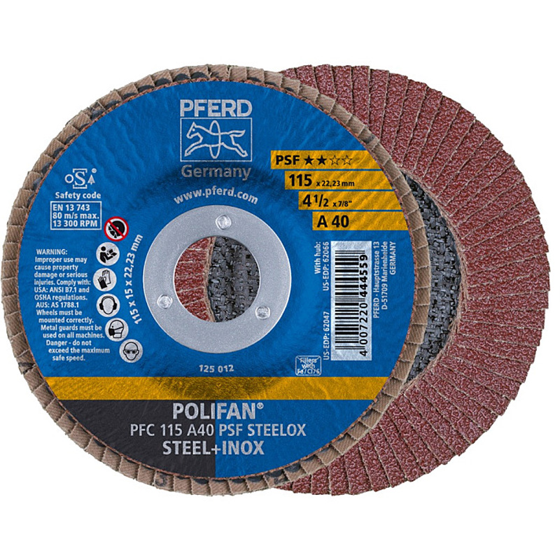 Disc lamelar pentru slefuire metal, 115x22.2x6 mm, Pferd tip PFC 115 A40 PLUS