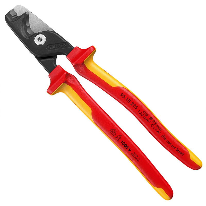 Cleste pentru taiat cabluri si sarma, 120 mm², 225 mm, izolat VDE, STEPCUT XL Knipex