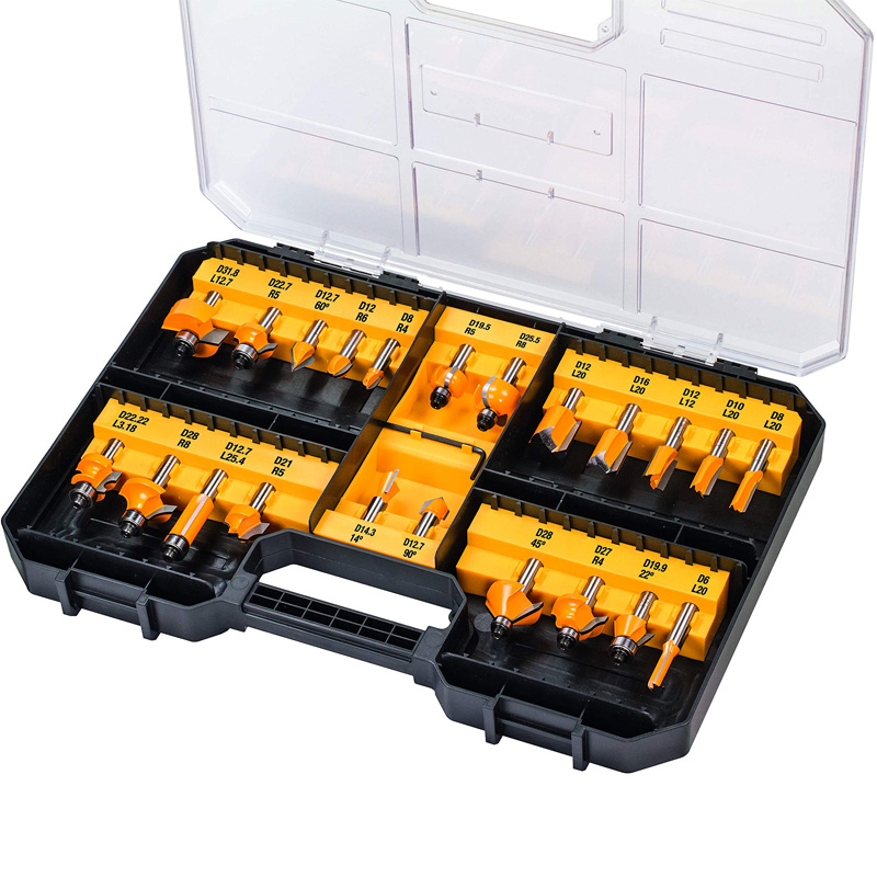 Set 22 freze pentru lemn, 8mm, DeWalt DT90017-QZ