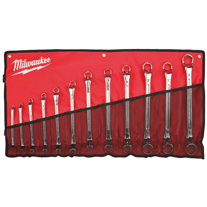 Set 12 chei inelare duble, cu cot, 6x7 - 30x32 mm, Milwaukee