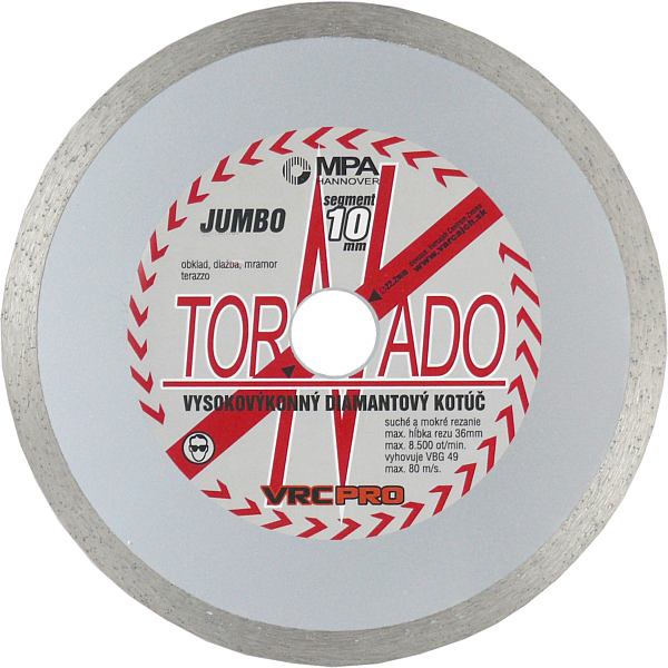 Disc diamantat Tornado Jumbo 230x22.23x10 mm pentru placi ceramice