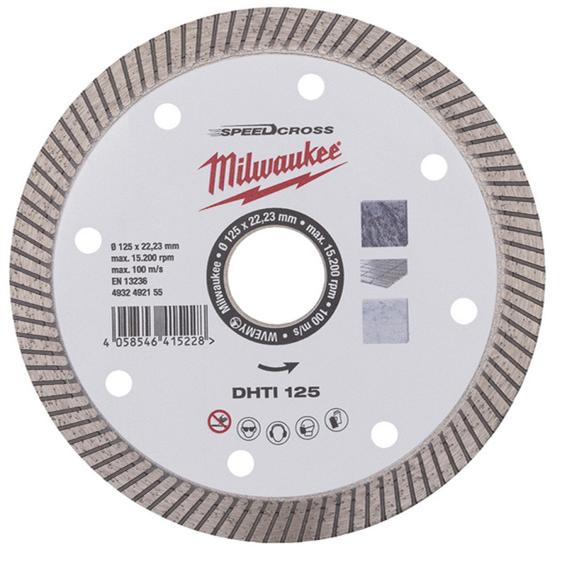 Disc diamantat pentru debitare granit, piatra si gresie 125x22.23 mm, Milwaukee Speedcross DHTi