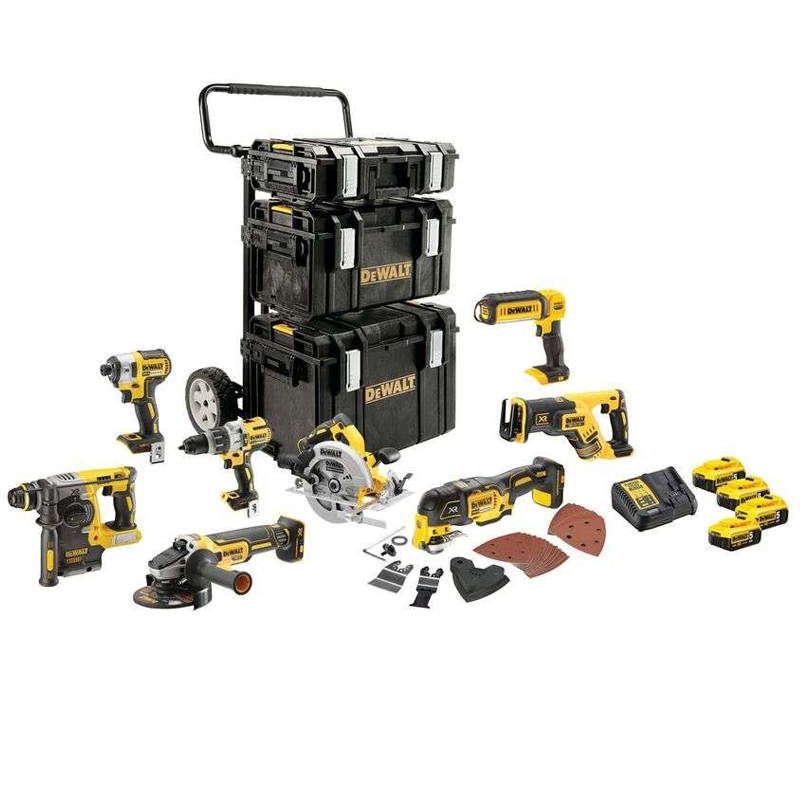 Set 8 scule 18V DeWalt: DCD996, DCF887, DCH273, DCG405, DCS355, DCS367, DCS570, DCL050, DCB132, DCB184x4, DS150, DS300, DS400, Carucior ToughSystem