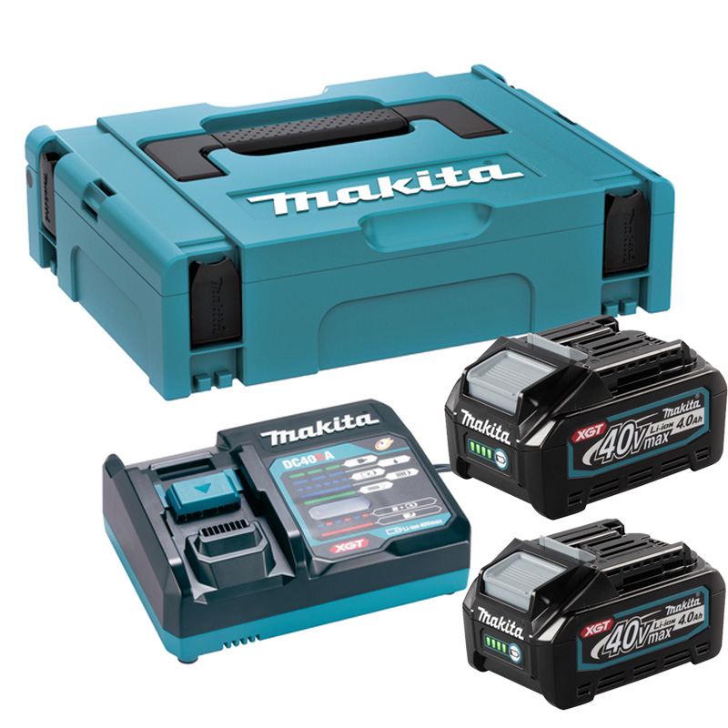 Pachet 2 acumulatori XGT Li-Ion 40V, max 4.0 Ah tip BL4040 + incarcator rapid tip DC40RA, MAKITA 191L77-9