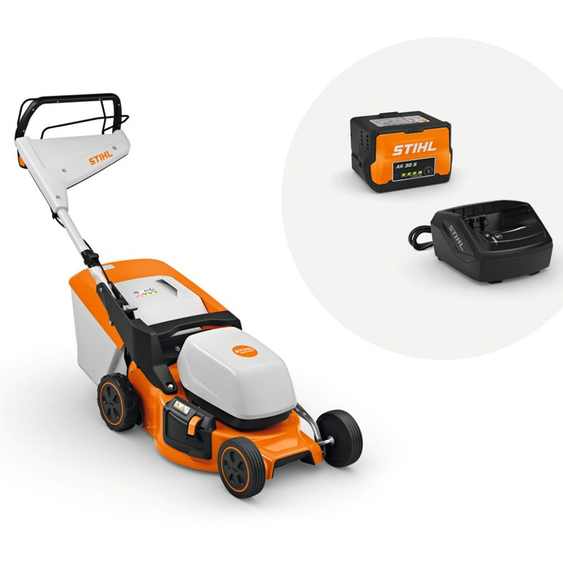 Masina electrica de tuns iarba cu autotractare, cu acumulatori 36V Li-Ion sistem AK, 5.0 Ah, 46 cm, Stihl tip RMA 248.3 T