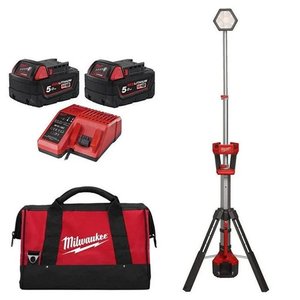 Proiector  Milwaukee LED M18™ cu acumulatori 18V Li-Ion 2x5.0 Ah, tip M18SAL2-502B